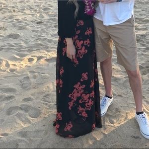 Red floral maxi